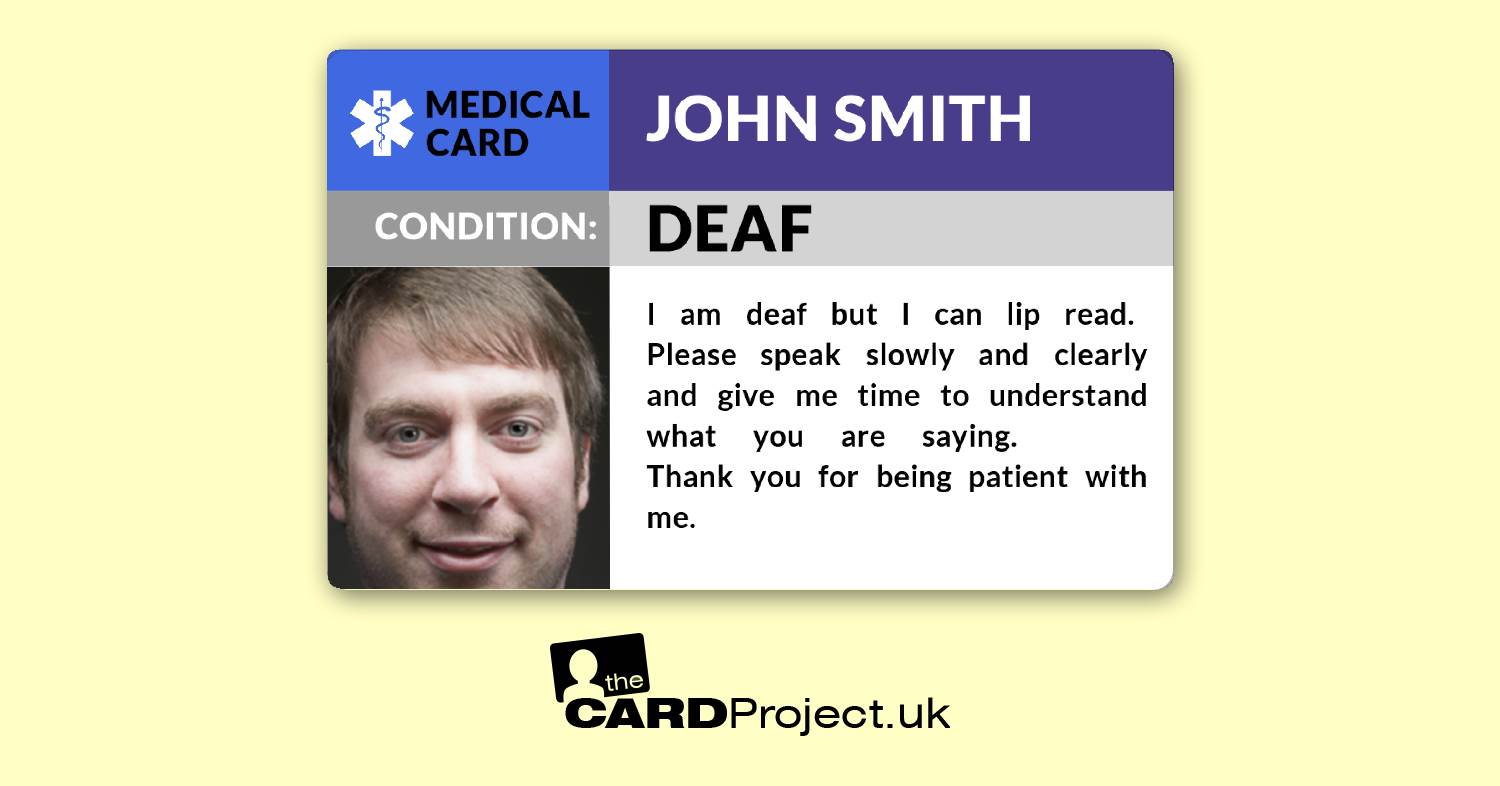 Deaf, Lip Reading, Medical Awareness ID Alert Photo Card   (FRONT)